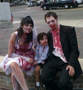 Local artist Forrest King and family at Zombie Fest